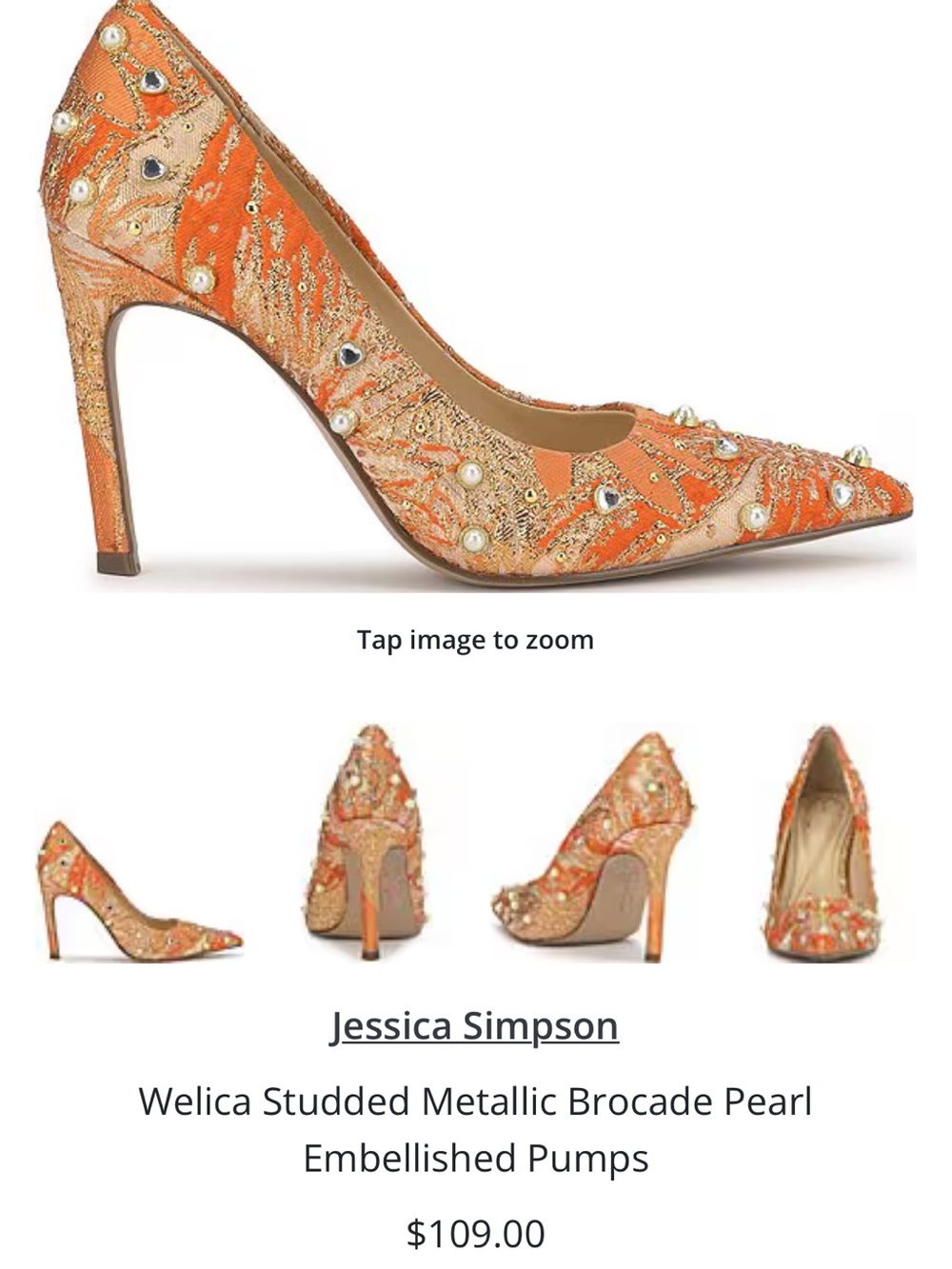Jessica Simpson Welica Metallic Embroidered Embellished Pumps - Picture 5 of 8